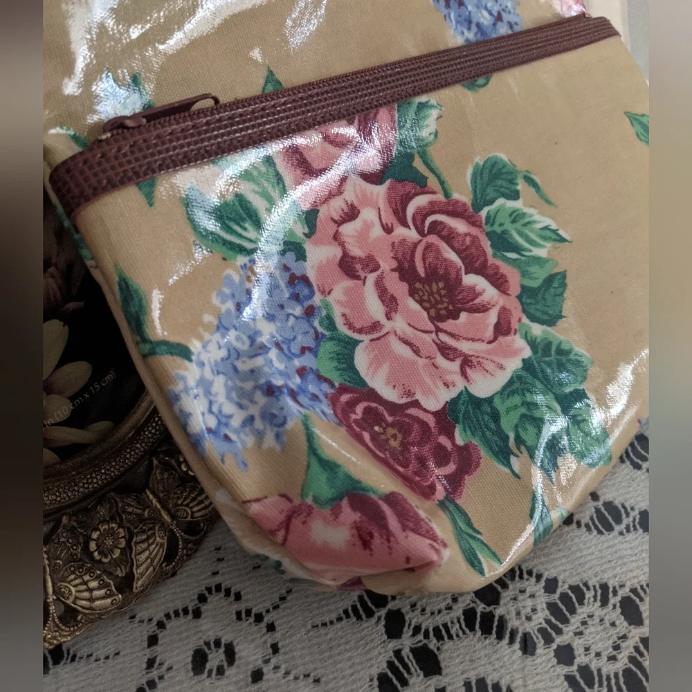 Vintage Rare Retro Floral Garden Victorian Pouch Bag Travel Cosmetic Makeup Gift